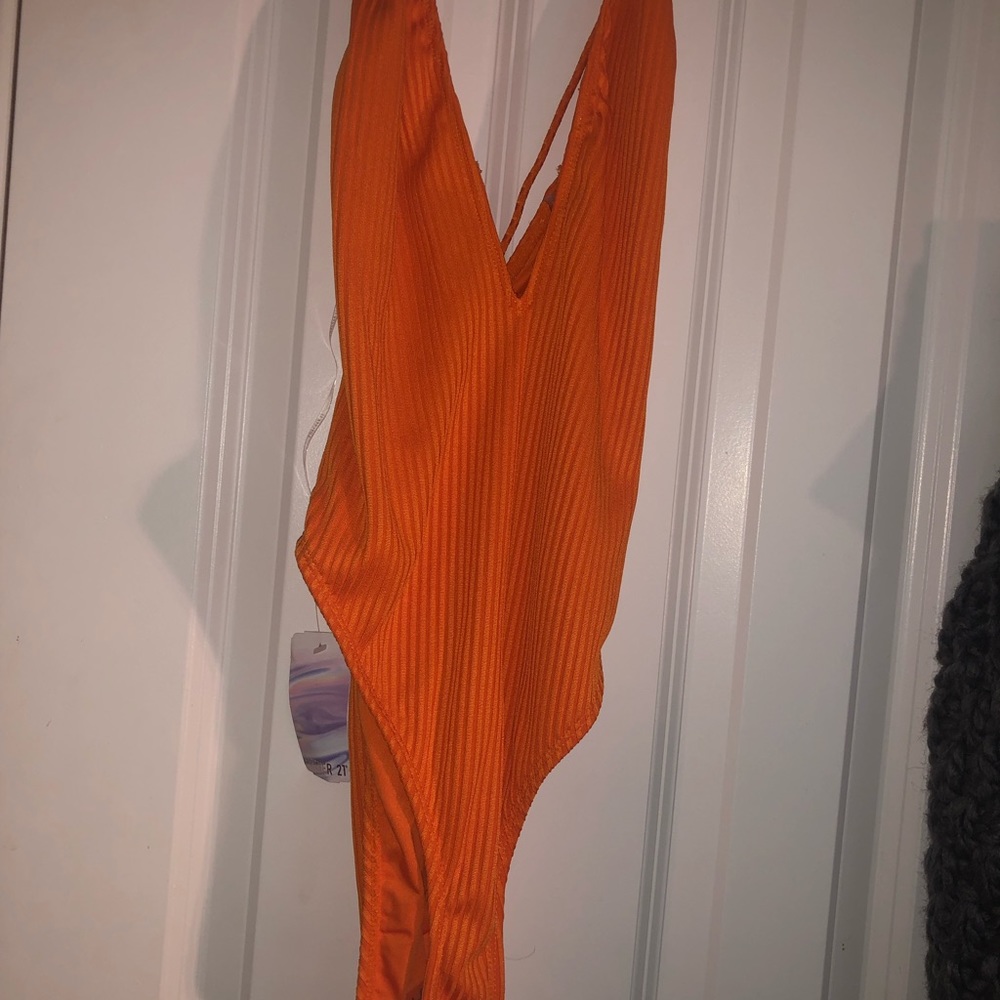 Orange one piece swimsuit